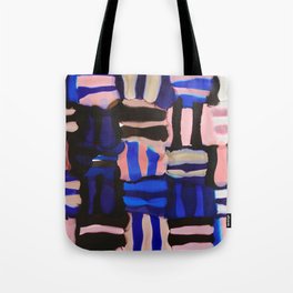Alcohol Ink Blue Pink Block Stripe Tote Bag