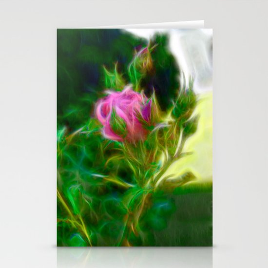 Pink Fractal Rose Stationery Cards