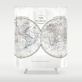 Map of the World in Hemispheres by  Cruttwell vintage pictorial map Shower Curtain