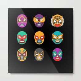 Mexican Wrestler Lucha Libre Masks Metal Print
