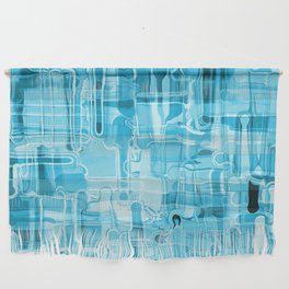 Modern Abstract Digital Paint Strokes in Turquoise Blue Wall Hanging