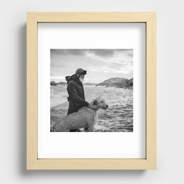 The man, the sea, the hound. Recessed Framed Print