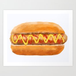 Hot Dog in a Bun Art Print