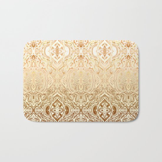 Tribal Swirl Pattern in Neutral Tan and Cream Bath Mat