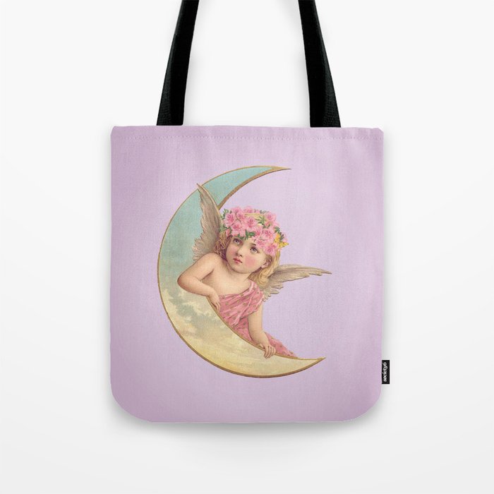 Victorian Moon Angel Tote Bag