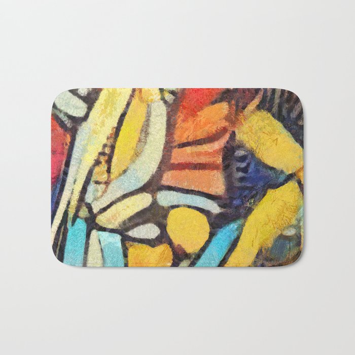 Abstract Colorful Structured Organic Lines Bath Mat