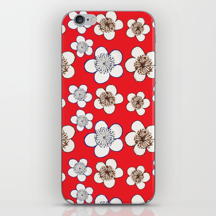 Japanese Kamon Collection Red Flower Pattern iPhone Skin
