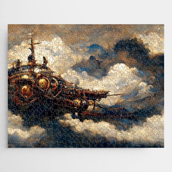 Steampunk flying ship Jigsaw Puzzle