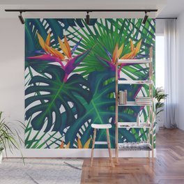 Tropical Greenery Jungle Leaves Paradise Watercolor  Wall Mural
