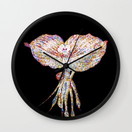 Floral Sand Ginger Mosaic on Black Wall Clock
