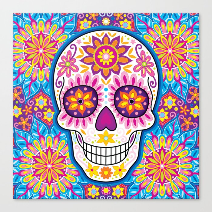 Sugar Skull Art Inflorescent Canvas Print By Thaneeya Society6