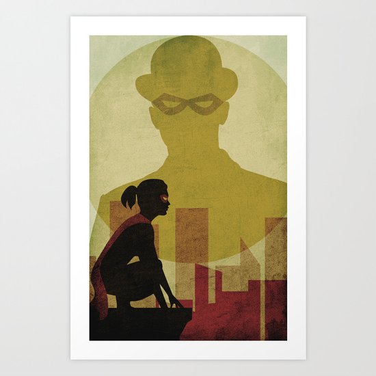 Who is the man in the bowler? Superheroes SF Art Print