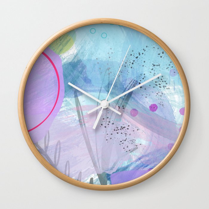 Contemporary botanical abstract watercolor painting Wall Clock