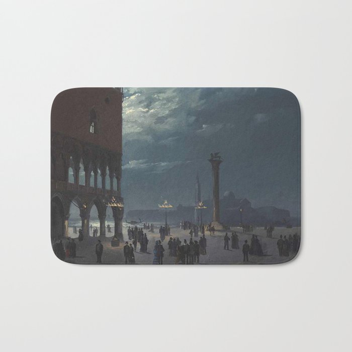 A View of the Piazzetta by Moonlight, Venice -   Ippolito Caffi Bath Mat