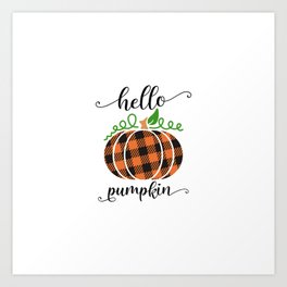 Hello Pumpkin Buffalo Plaid Art Print