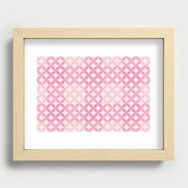 Pink Four Leaf cement circle tile. Geometric circle decor pattern. Digital Illustration background Recessed Framed Print