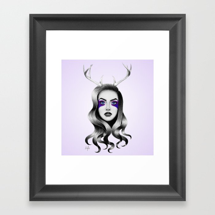 Deer Lilac Framed Art Print
