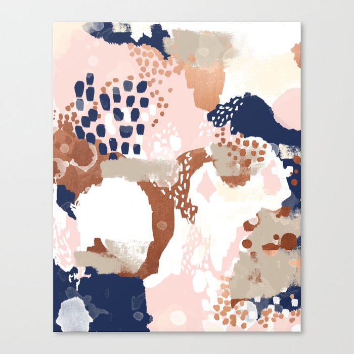 Sonia - rose gold navy copper modern abstract rosegold trendy pattern cell phone accessories Canvas Print