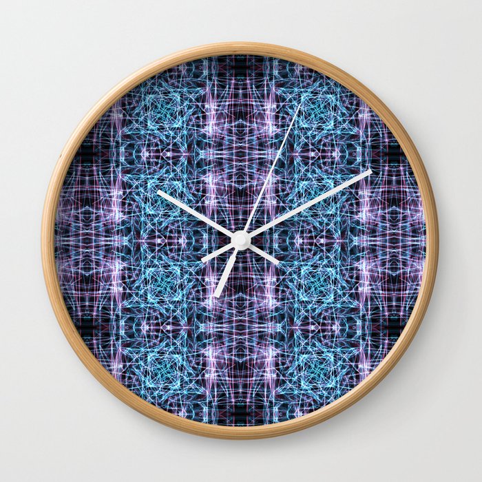 Liquid Light Series 69 ~ Blue & Red Abstract Fractal Pattern Wall Clock