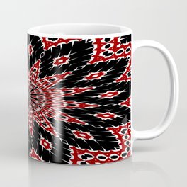 Black Red and White Bold Floral Kaleidoscope Coffee Mug