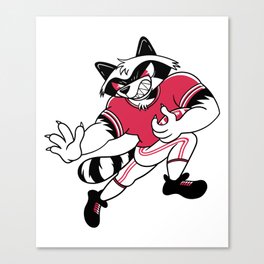 Football Raccoon Funny Sport Animal Trash Panda Canvas Print
