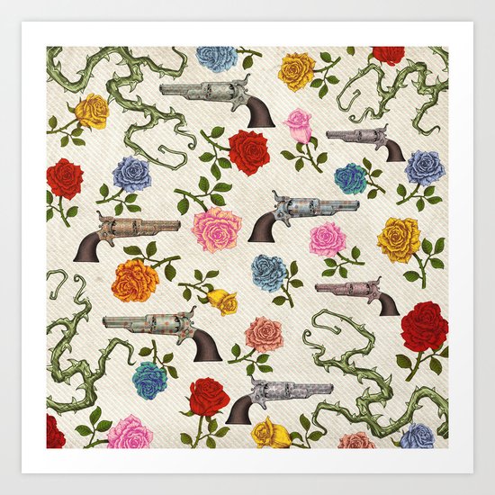 Sweet Guns and Roses Art Print