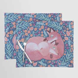 floral foxes acrylic painting Placemat