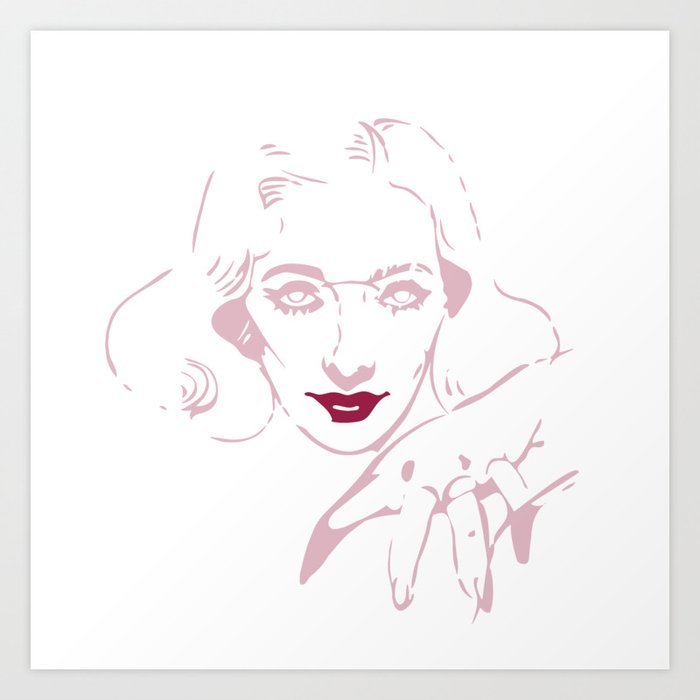 Fashion illustration of the beautiful pinup young girl face Art Print