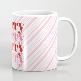 Merry Merry Merry Christmas Coffee Mug | Digital, Christmasholiday, Merrymerry, Pinkcandycane, Merryholiday, Graphicdesign, Pinkredcandy, Happyholidays, Pinkred, Christmaspink 