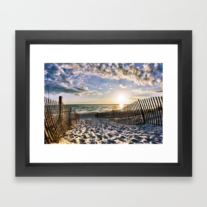 Foot Prints in the Sand Florida Beach Sunset Art Framed Art Print