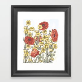 Buttercup and poppy watercolour Framed Art Print