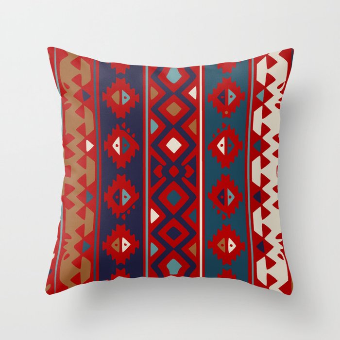 Red Blues Cream Aztec Throw Pillow By Brittanymillsreid Society6 Red Blues Cream Aztec Throw Pillow