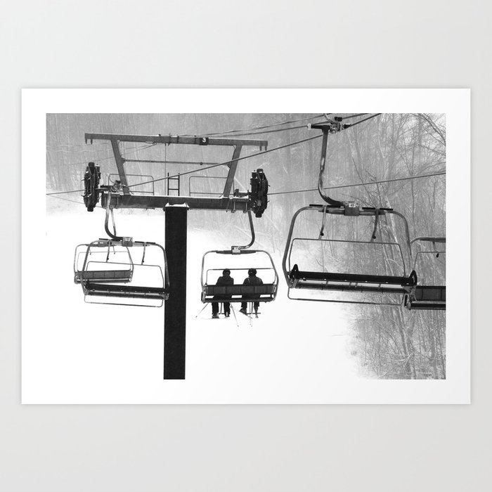  Skiing in Blue Mountains | Ski Lift | Winter Travel | wall art | Black and White Photography | Minimalist | Art Print