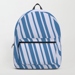[ Thumbnail: Lavender and Blue Colored Striped/Lined Pattern Backpack ]