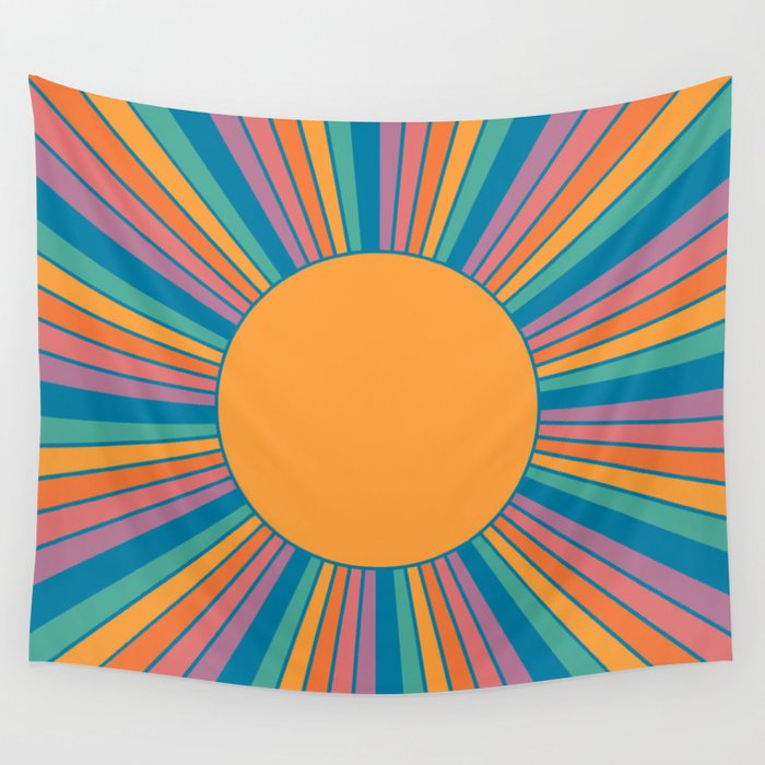 Sunshine State Wall Tapestry | Graphic-design, Sun, Sunshine, Rainbow, Florida, Beach, Summer, Pastel, Retro, 70s