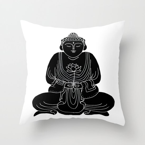 Buddha with Lotus Flower Throw Pillow