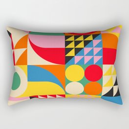 Happy Colorful Geometric Tropical Jungle Rectangular Pillow