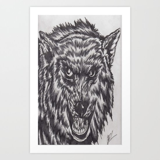 Angry wolf Art Print