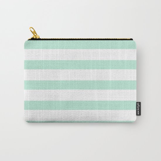Maritime - Mint green and White stripes-horizontal Carry-All Pouch