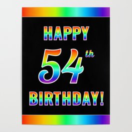 [ Thumbnail: Fun, Colorful, Rainbow Spectrum “HAPPY 54th BIRTHDAY!” Poster ]