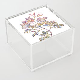 Floral Malmedy Rose Mosaic on White Acrylic Box