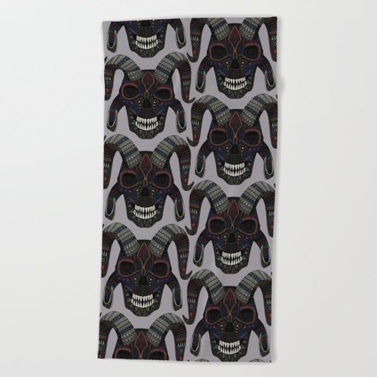 demon skull heather Beach Towel