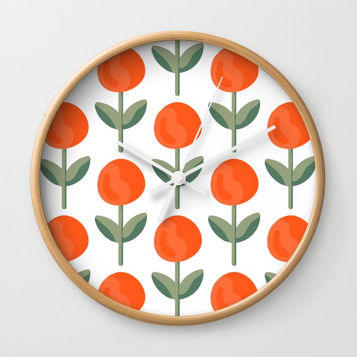 sunshine pops - orange,white and green Wall Clock