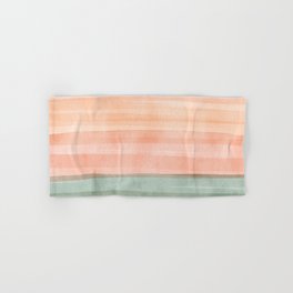 Light Sage Green Waves on a Peach Horizon, Abstract _watercolor color block Hand & Bath Towel