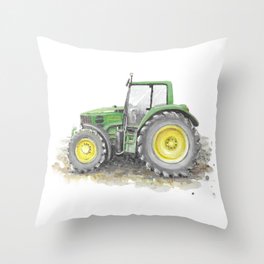 Green tractor Throw Pillow