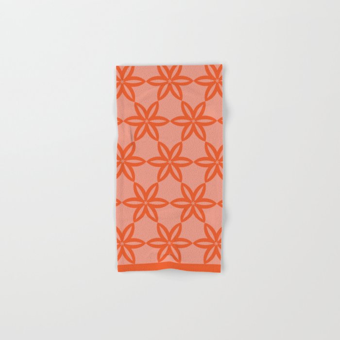 Geometric Flowers Pattern - Orange Pink Hand & Bath Towel