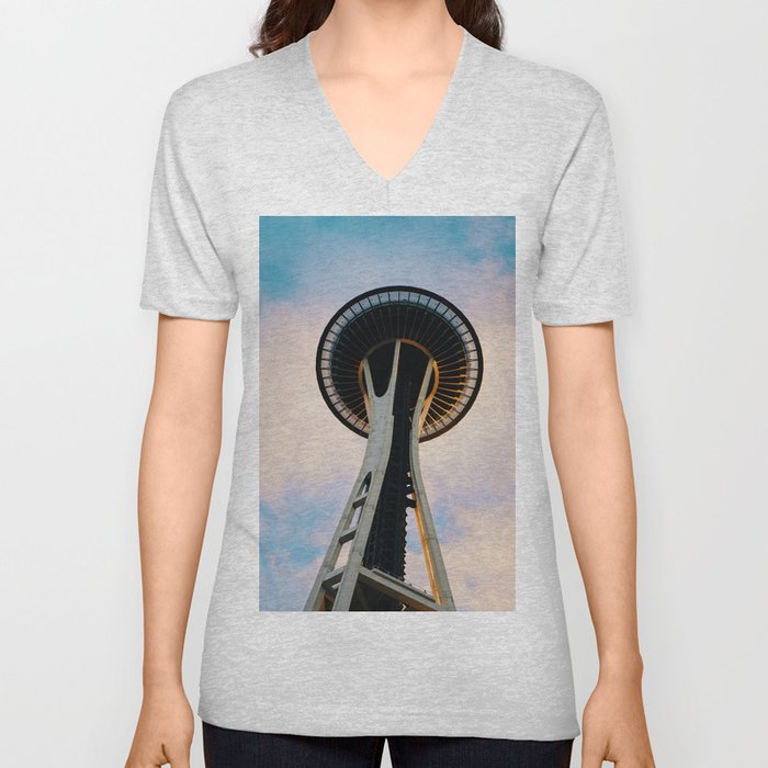 space needle // from below V Neck T Shirt