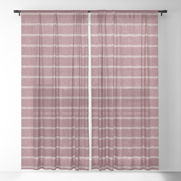 Classic Stripe (Berry) Sheer Curtain