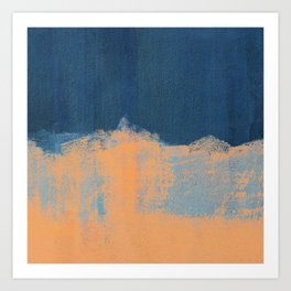 Summer Beach Abstract | Orange Blue Painting Art Print