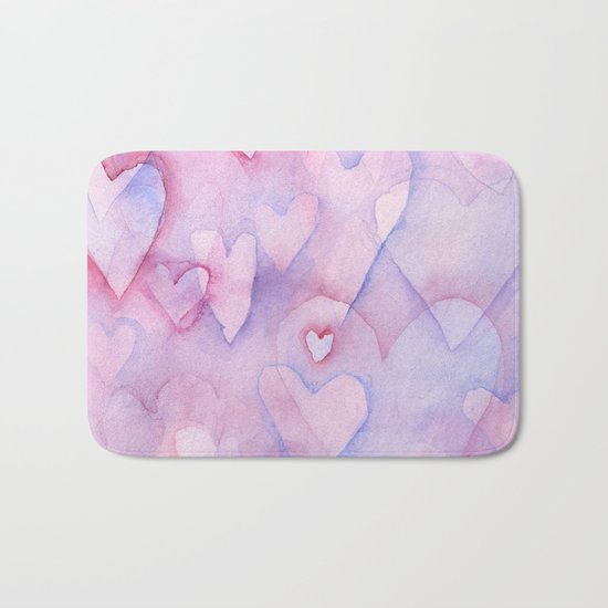 Pink Hearts Pattern Bath Mat